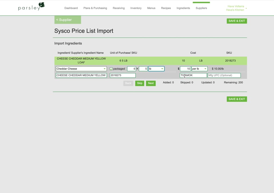 Uploading Order Guides into Parsley Parsley Culinary Software for Chefs