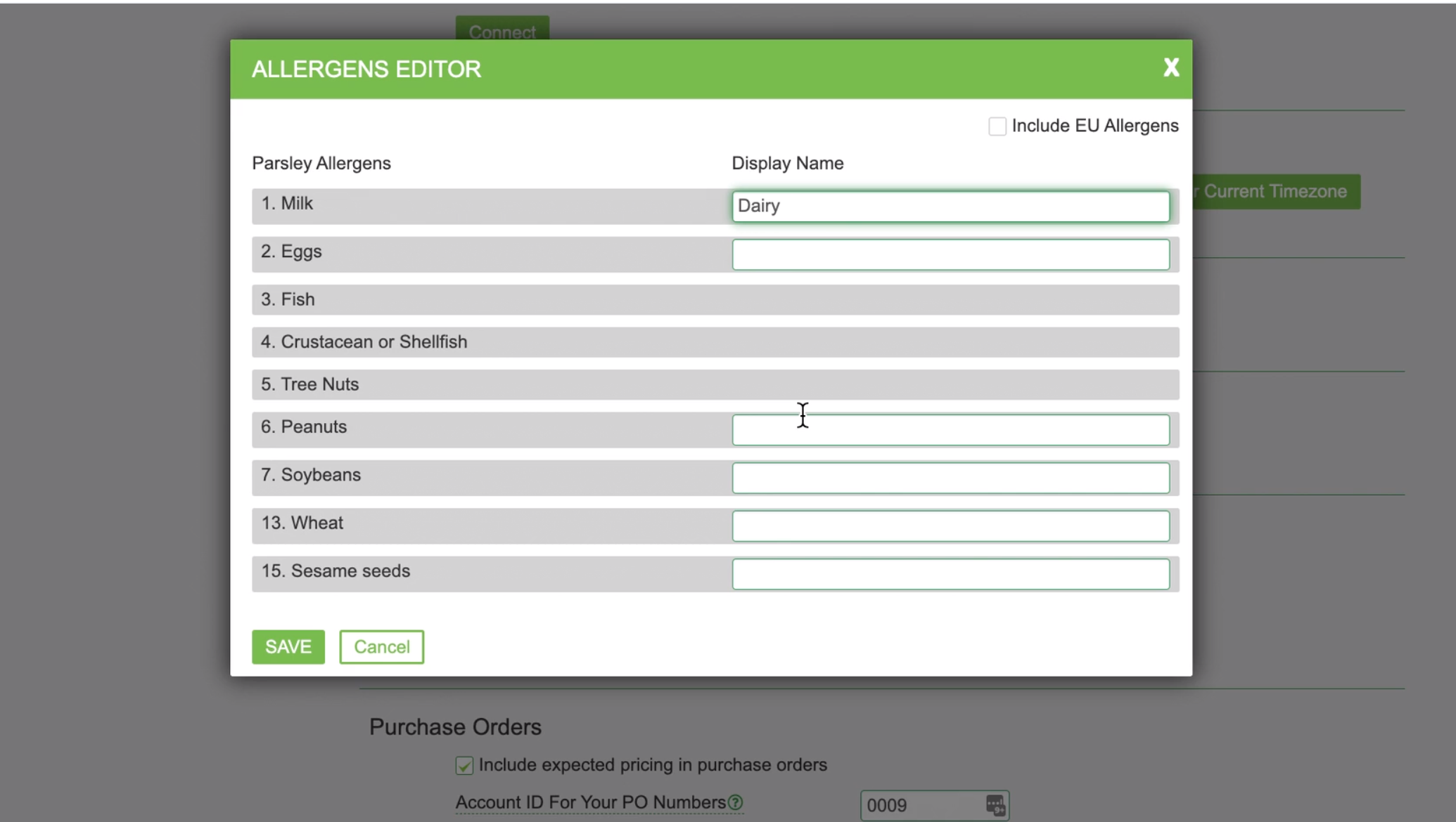 Managing your Allergens and Dietary Characteristics Parsley